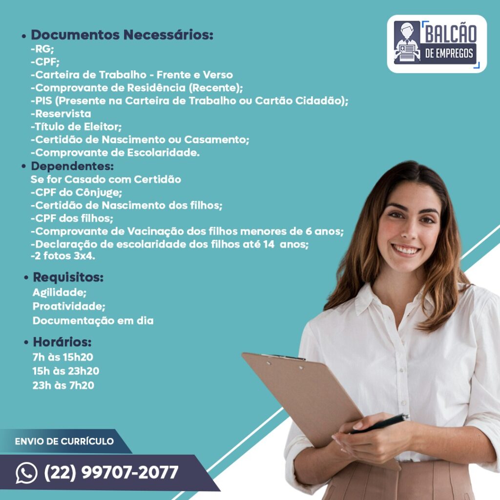 Balcão de Empregos está com vagas disponíveis