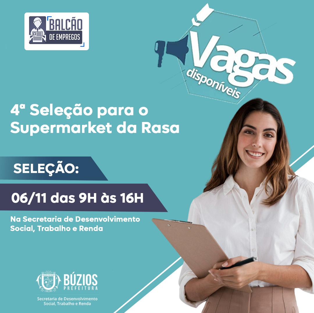 Balcão de Emprego de Búzios realiza mais uma pré-seleção para vagas de trabalho nesta segunda-feira