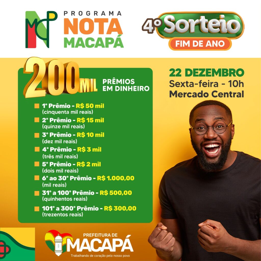 Prefeitura realiza Sorteio de Natal do programa Nota Macapá nesta sexta-feira (22) – Prefeitura Municipal de Macapá