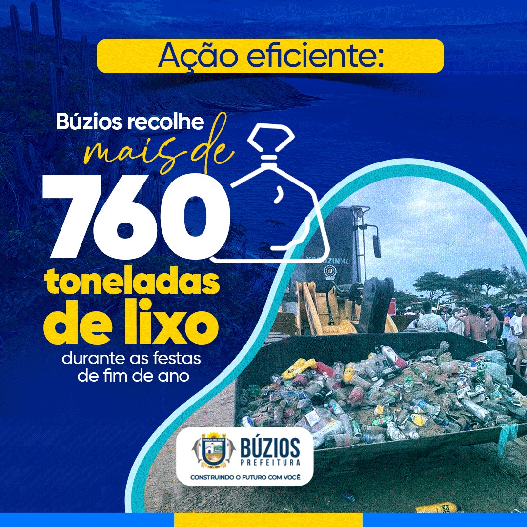 Búzios recolhe mais de 760 toneladas de lixo durante as festas de fim de ano