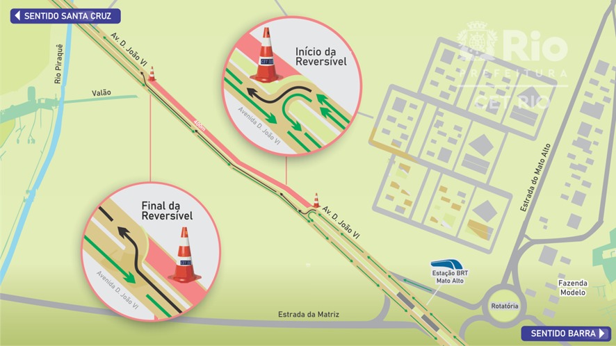 CET-Rio implanta faixa reversível na Avenida Dom João VI para obras do viaduto do Terminal Mato Alto - Prefeitura da Cidade do Rio de Janeiro