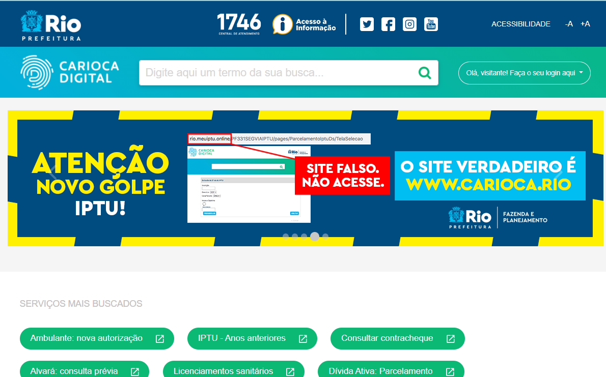 Prefeitura do Rio faz alerta sobre golpes em pagamento do IPTU 2024 - Prefeitura da Cidade do Rio de Janeiro