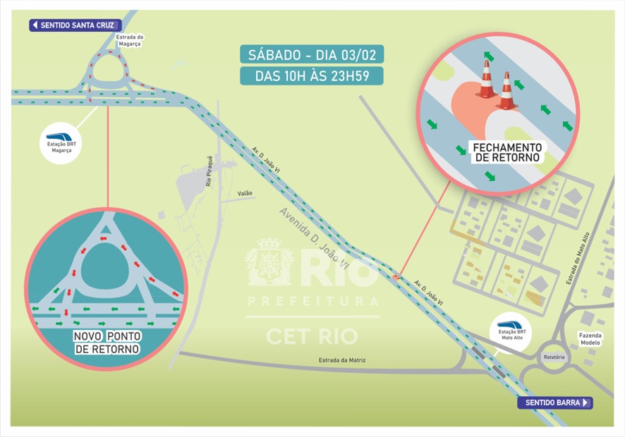CET-Rio interdita retorno na Avenida Dom João VI para continuidade das obras do novo terminal Mato Alto em Guaratiba - Prefeitura da Cidade do Rio de Janeiro